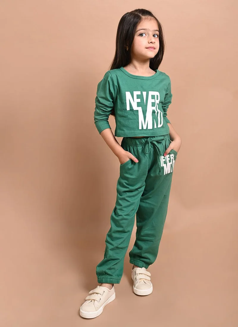 LILPICKS Never Mind Printed Crop Top with Jogger Set