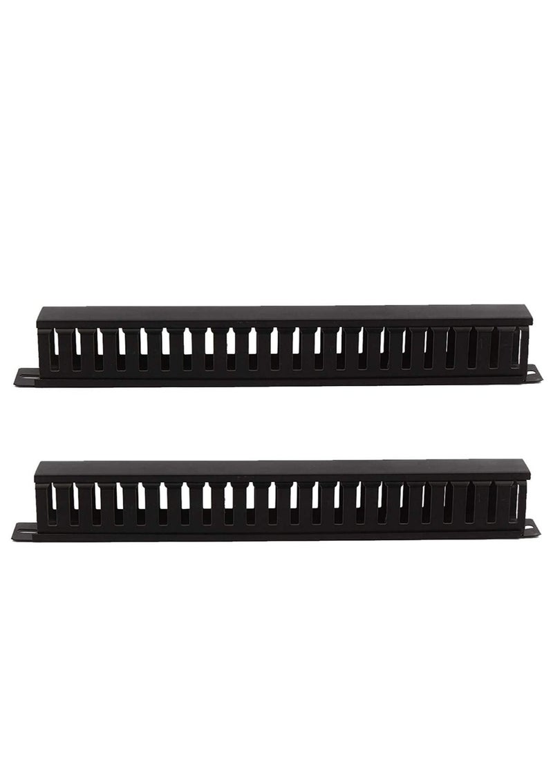 DKURVE DKURVE 1U 24 Slot Rack Mount Horizontal Cable Manager Duct Raceway for 19 inch Server Rack  - Image 1