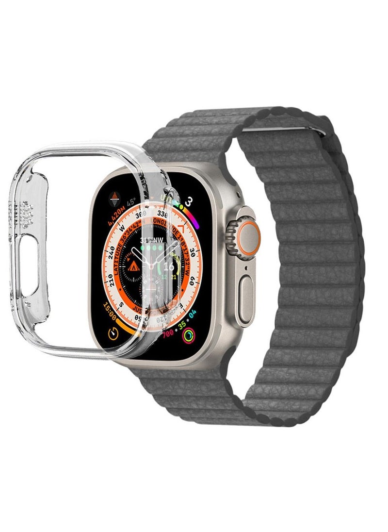 CATANES - 2 Packs For Apple Watch Band 49mm Leather Loop Band Magnetic Watch Strap Wristband and Clear Cup Holder Grey - Image 1