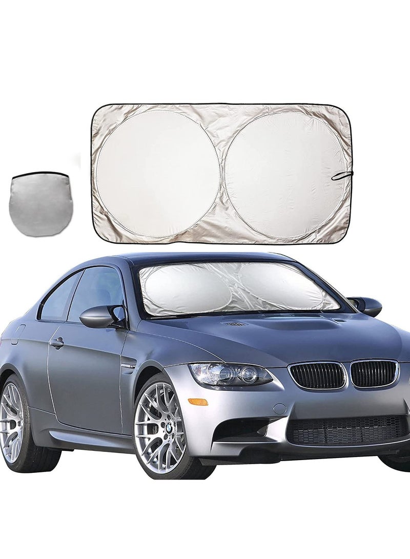 RATSAW Car Windshield Sun Shade Foldable Car Sun Shade Car Windshield Sun Shade Front Window Sun Visor with Storage Pouch Blocks UV Rays Keep Car Interior Cool Prevents Dashboard Fading 150cm to 70 cm  - Image 1