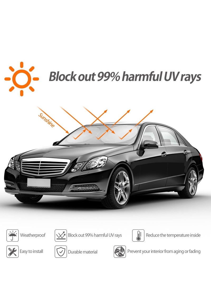 RATSAW Car Windshield Sun Shade Foldable Car Sun Shade Car Windshield Sun Shade Front Window Sun Visor with Storage Pouch Blocks UV Rays Keep Car Interior Cool Prevents Dashboard Fading 150cm to 70 cm  - Image 2