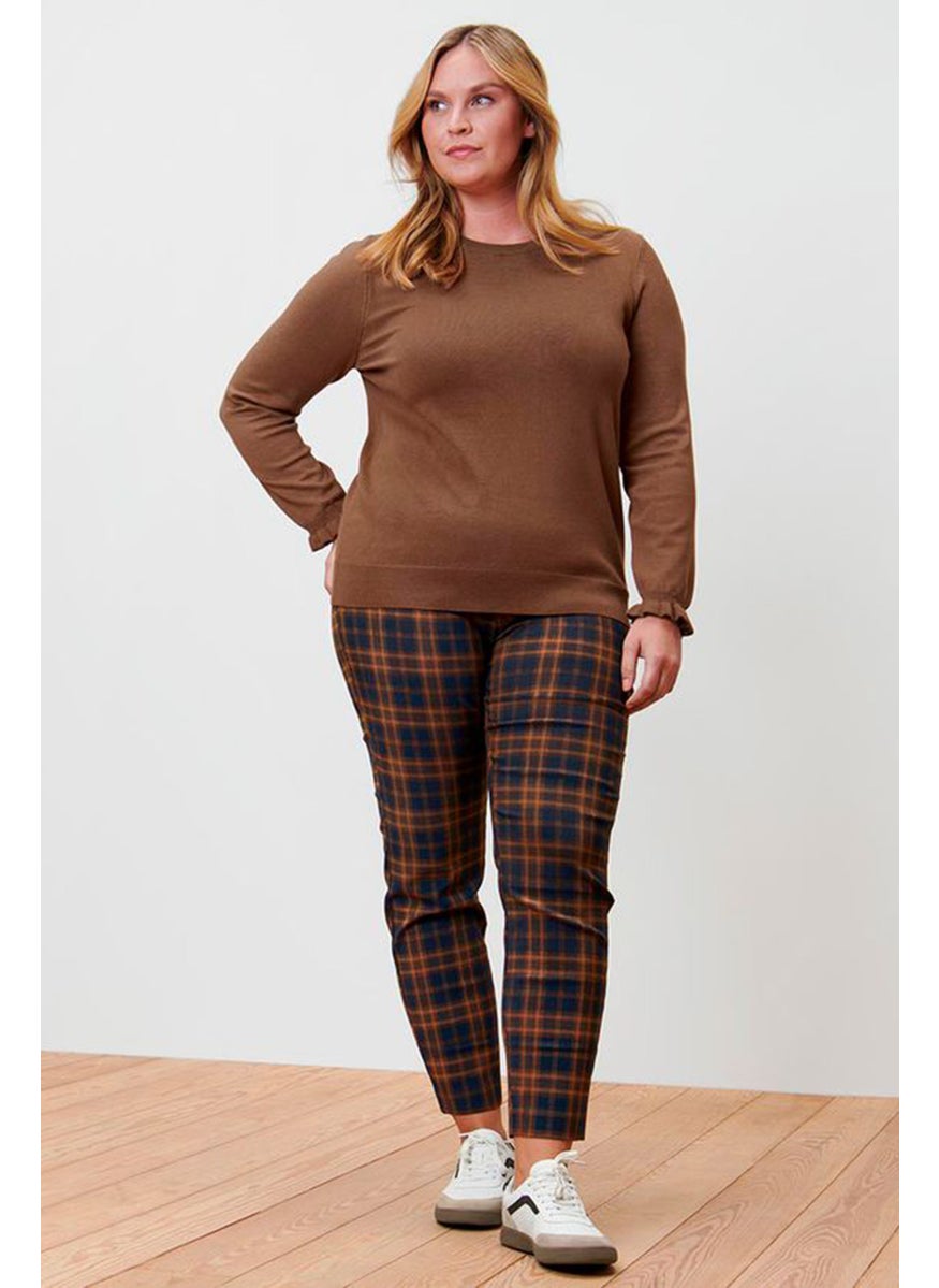 Tchibo Women Round Neck Knitted Sweater, Brown  - Image 1