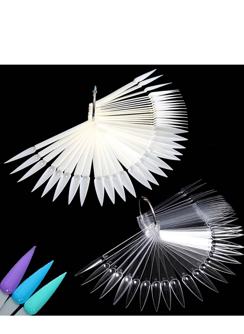 Excefore Nail Swatches 100Pcs Swatch Sticks Colour Display Tips Art with Metal Ring for Salon and Beginners - Image 1