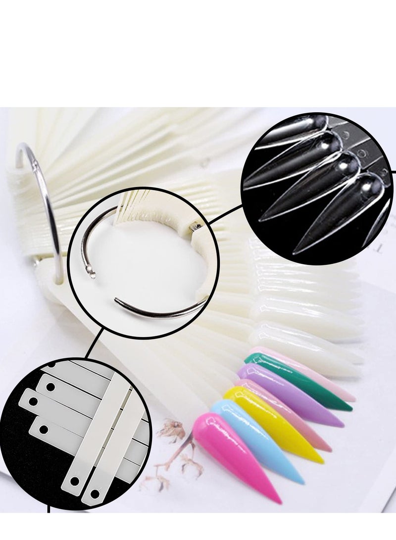 Excefore Nail Swatches 100Pcs Swatch Sticks Colour Display Tips Art with Metal Ring for Salon and Beginners - Image 3