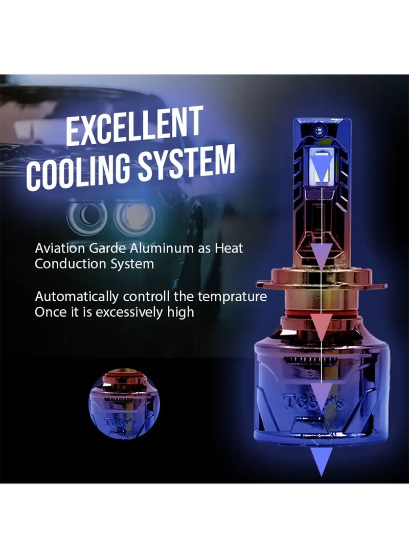 توبيز لمبات مصابيح أمامية LED للسيارة من توبيز TY80 MAX، قطعتان، قوة 80 واط، 8000 لومن، درجة حرارة اللون 6500 كلفن - TY 80 MAX HL - H13 - Image 2