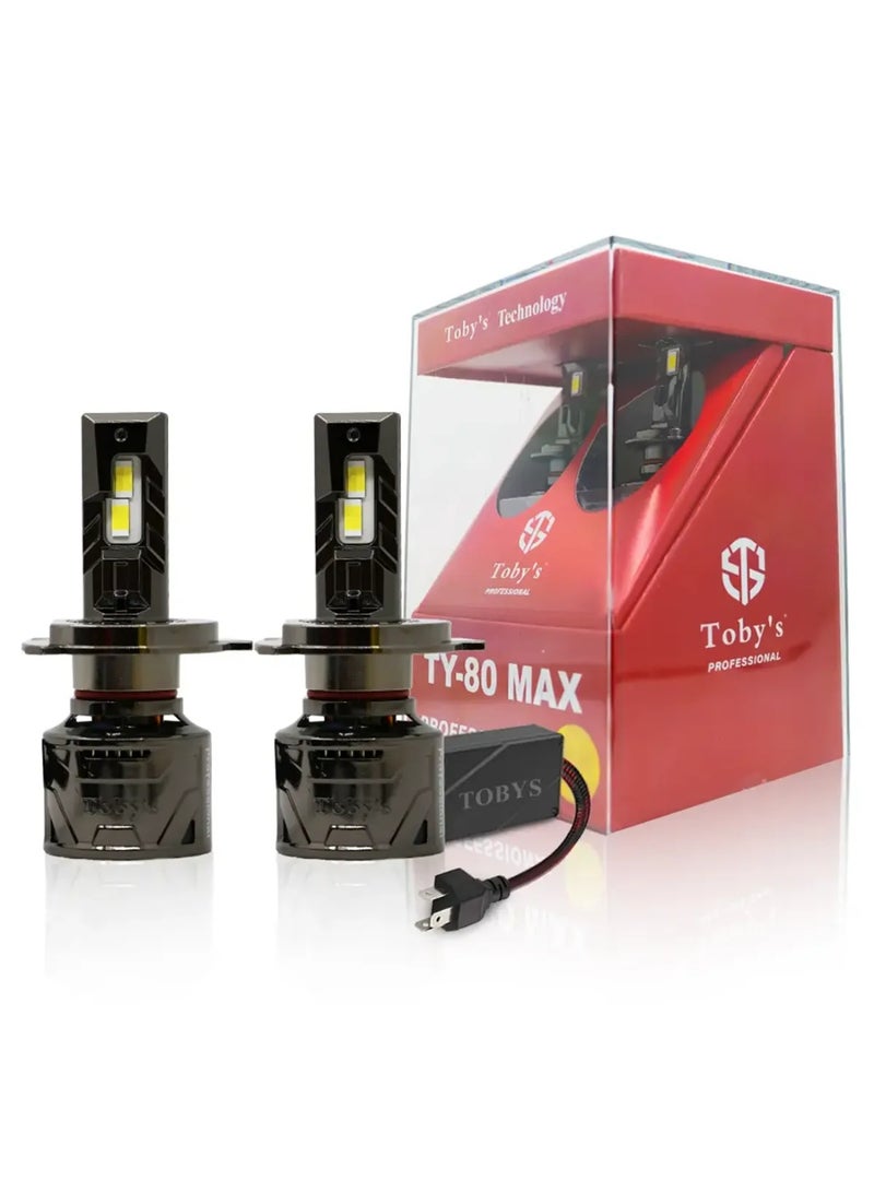 توبيز لمبات مصابيح أمامية LED للسيارة من توبيز TY80 MAX، قطعتان، قوة 80 واط، 8000 لومن، درجة حرارة اللون 6500 كلفن - TY 80 MAX HL - H13 - Image 1