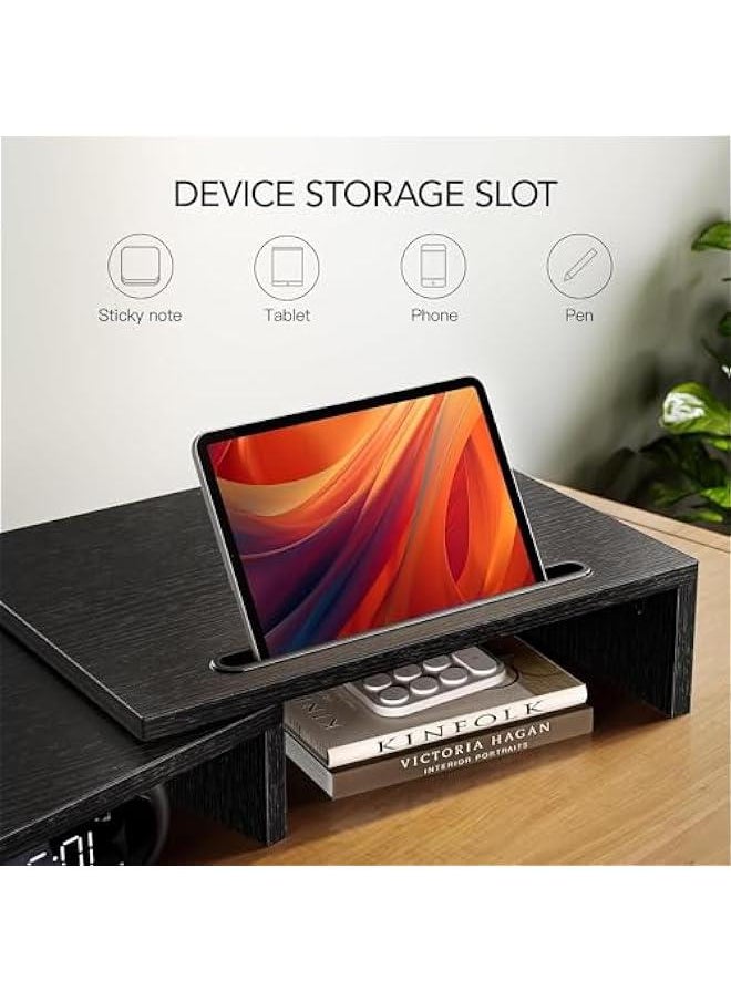 HOOKOR Durku Dual Monitor Stand Riser for 2 Monitors,Monitor Stand for Desk,Adjustable Computer Monitor Stand with 2 Slot,Multifunctional Desktop Organizer Stand for Laptop,PC,Computer, Printer (Black)  - Image 4