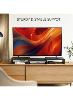 HOOKOR Durku Dual Monitor Stand Riser for 2 Monitors,Monitor Stand for Desk,Adjustable Computer Monitor Stand with 2 Slot,Multifunctional Desktop Organizer Stand for Laptop,PC,Computer, Printer (Black)  - Image 5