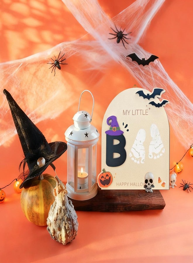 Aukolass Baby's First Halloween Footprint Art Sign, My Little Boo Sign Wooden Milestone Keepsake for Newborn Photo Prop Baby Shower and Halloween Gift - Image 4