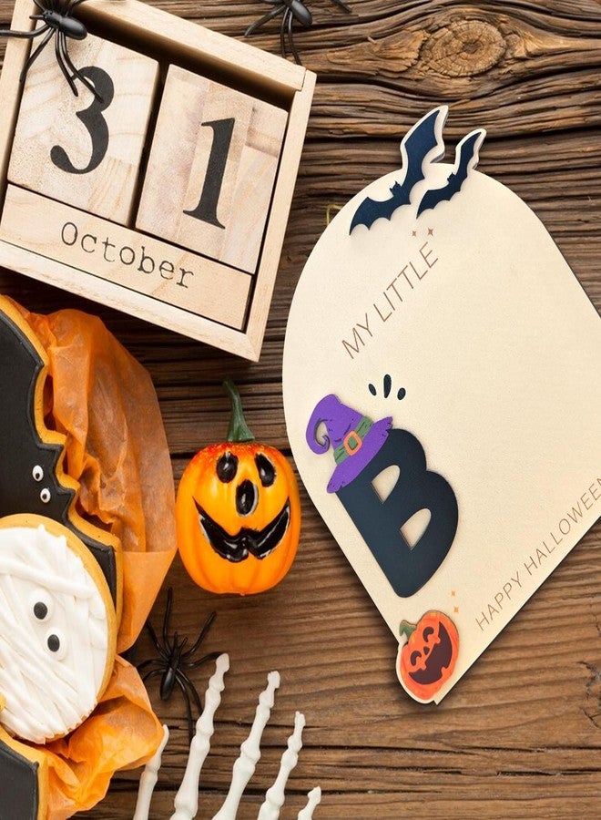 Aukolass Baby's First Halloween Footprint Art Sign, My Little Boo Sign Wooden Milestone Keepsake for Newborn Photo Prop Baby Shower and Halloween Gift - Image 5