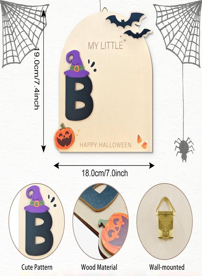 Aukolass Baby's First Halloween Footprint Art Sign, My Little Boo Sign Wooden Milestone Keepsake for Newborn Photo Prop Baby Shower and Halloween Gift - Image 2