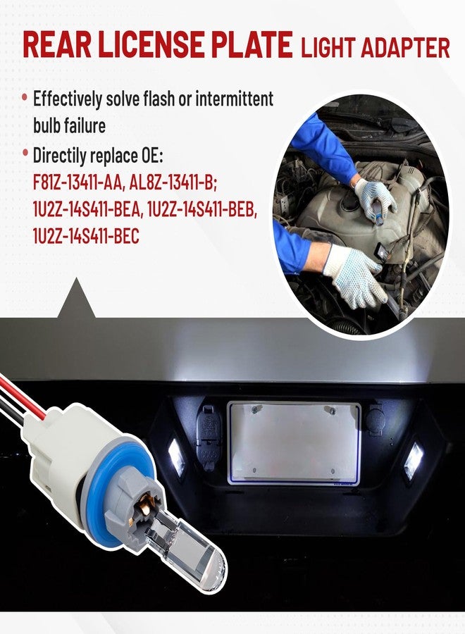 RED WOLF Rear License Plate Light Socket w/ 2 Way Female Wiring For Ford 2004-2021 F150 Focus F250 Super Duty Explorer Ranger Escape Expedition Side Marker Lamp - Image 2