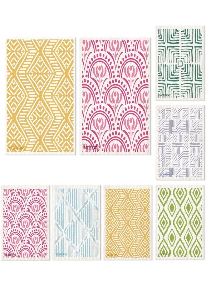 Morigins Swedish Kitchen Towel Set Reusable Kitchen Towel Set Absorbent Cellulose Sponge Cloth 8 Pack Set Biodegradable Ideal for Household Kitchen Cleaning - Image 1