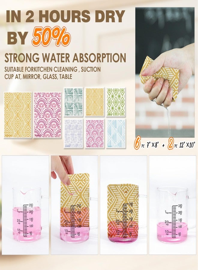 Morigins Swedish Kitchen Towel Set Reusable Kitchen Towel Set Absorbent Cellulose Sponge Cloth 8 Pack Set Biodegradable Ideal for Household Kitchen Cleaning - Image 4