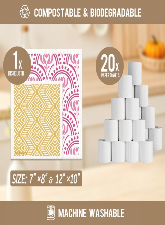 Morigins Swedish Kitchen Towel Set Reusable Kitchen Towel Set Absorbent Cellulose Sponge Cloth 8 Pack Set Biodegradable Ideal for Household Kitchen Cleaning - Image 2