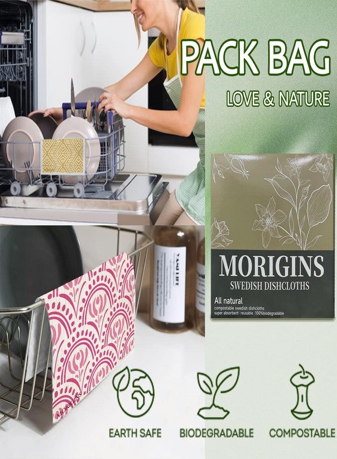 Morigins Swedish Kitchen Towel Set Reusable Kitchen Towel Set Absorbent Cellulose Sponge Cloth 8 Pack Set Biodegradable Ideal for Household Kitchen Cleaning - Image 3