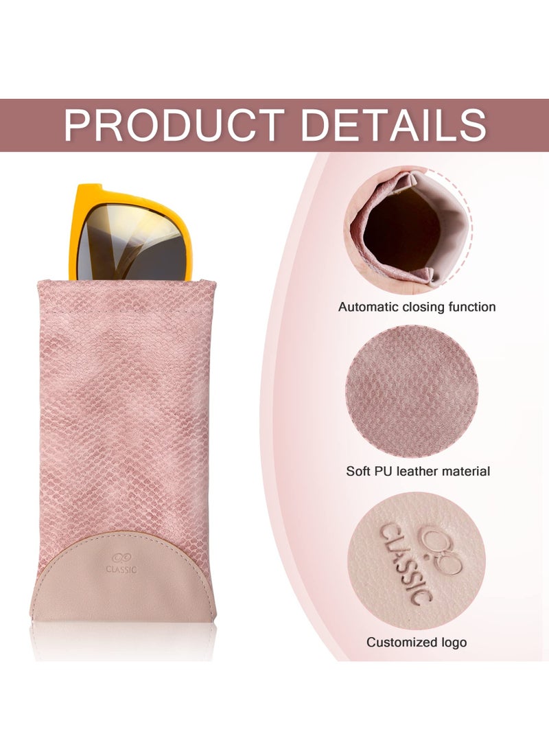 3-Pack Soft PU Sunglasses Cases, Portable Waterproof Eyeglasses Pouches, Anti-Scratch Leather Spectacles Bags for Men and Women. Perfect for Protecting Your Sunglasses! - Image 2