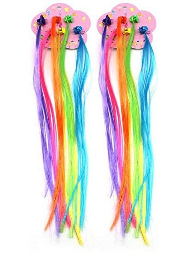 MYSELF Hair Strips For Girls 12PC Fake Hair Multicolour Hair Extensions For Kids Hair Accessories For Girls Hair Clips For Kids Baby Hair Accessories Artificial Hair Random Colors 12PC - Image 1