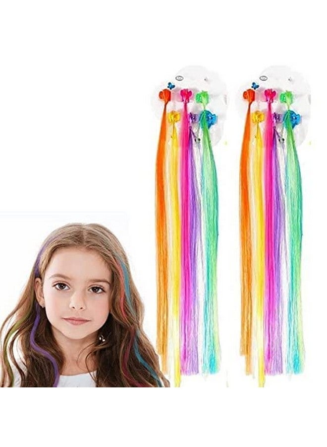 MYSELF Hair Strips For Girls 12PC Fake Hair Multicolour Hair Extensions For Kids Hair Accessories For Girls Hair Clips For Kids Baby Hair Accessories Artificial Hair Random Colors 12PC - Image 2