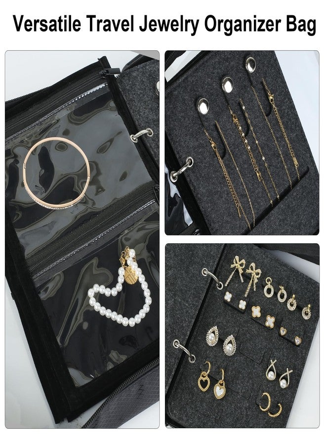 YICTEK Clear Travel Size Jewelry Organizer Bag Case, See-through And large Capacity Jewelry Storage Book Organizer Binder Pages with Pouch Bags for Necklaces, Earrings, Rings, Bracelets - Image 3