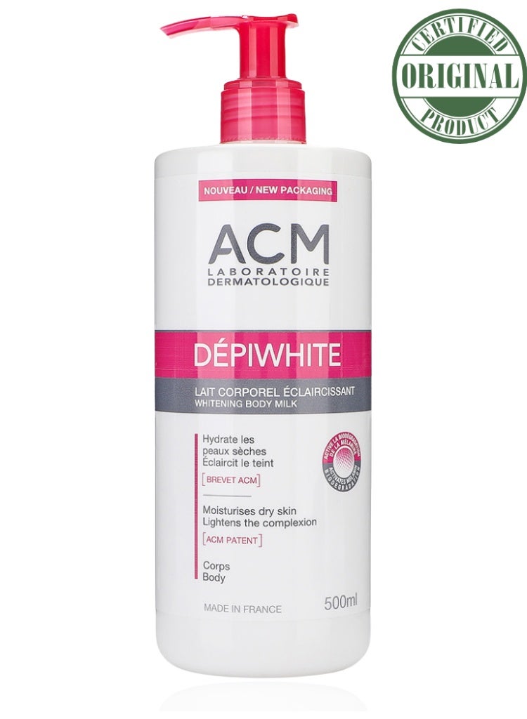 ACM Laboratoire dermatologique ACM Dépiwhite Body Milk Lotion 500ml – Premium Whitening and Hydrating Body Lotion for Even Skin Tone, Anti-Dark Spots, Radiant Glow, Smooth Texture, and Dermatological Care - Image 1