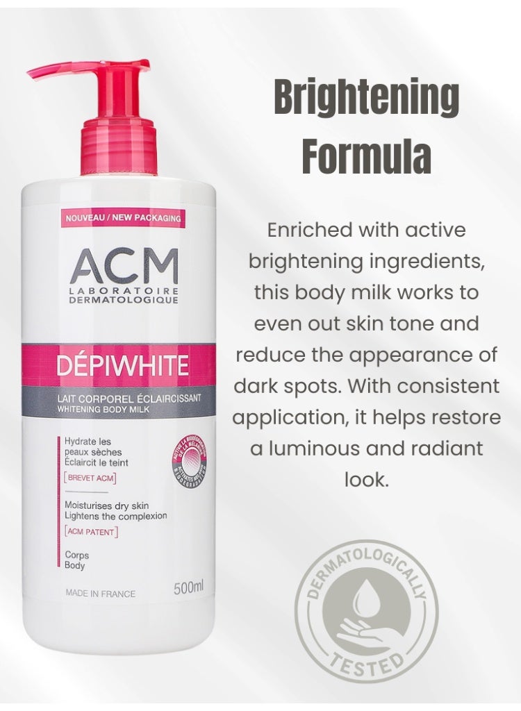 ACM Laboratoire dermatologique ACM Dépiwhite Body Milk Lotion 500ml – Premium Whitening and Hydrating Body Lotion for Even Skin Tone, Anti-Dark Spots, Radiant Glow, Smooth Texture, and Dermatological Care - Image 4