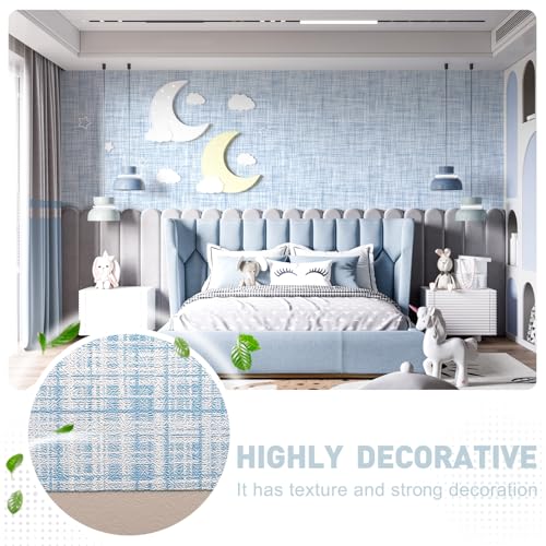 Qianglive Light Blue Grasscloth Wallpaper Peel and Stick Wallpaper Texture Contact Paper 17.3"x120" Vintage Wallpaper Removable Waterproof Wall Paper for Room Walls Cabinets Furniture Drawers Desk - Image 5