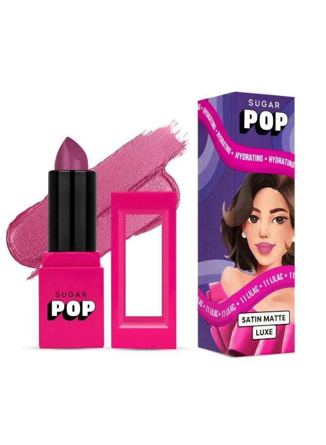 SUGAR POP Satin Matte Luxe Lipstick | Castor Oil, Vitamin E & Hyaluronic Acid | Full coverage - 11 Lilac - Image 1