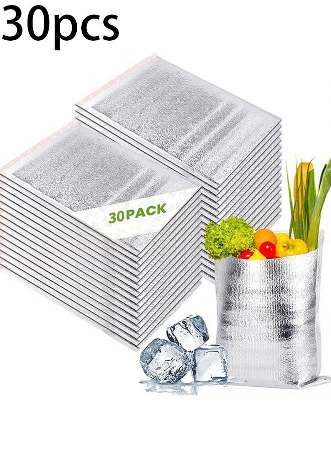 Ailily 30 Pcs Reusable Insulation Bags,Self-seal Thermal Box Liners,Lunch Food Box Packing Pouches Insulation Lining Waterproof Insulation Grocery Delivery Package  - Image 1