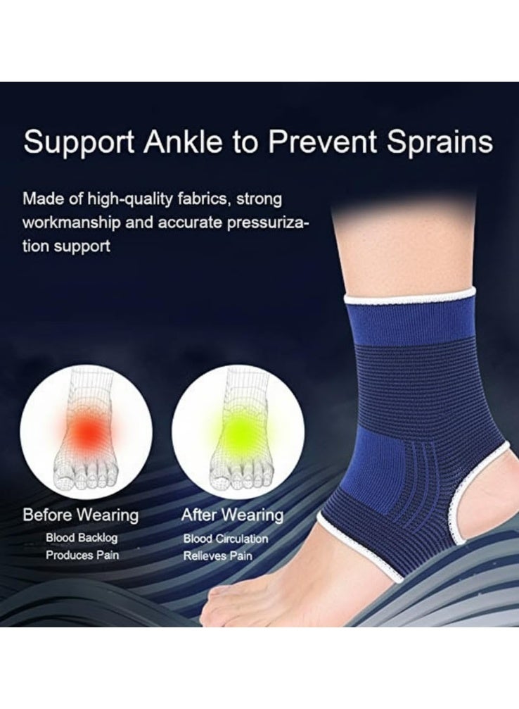 دعامة كاحل للرجال والنساء – ضغط متوسط لتصحيح القوام، قماش محبوك خفيف ومرن وجيد التهوية، كعب مفتوح، مناسبة للقدم اليمنى أو اليسرى، لون أزرق" - Image 3