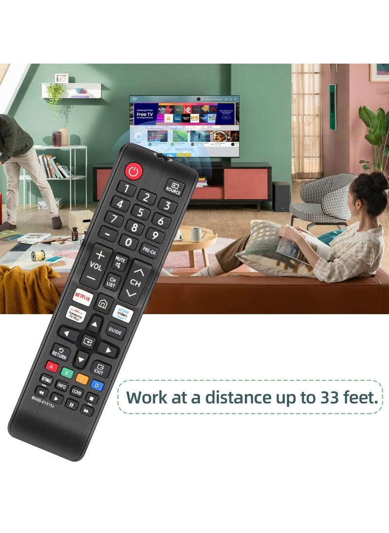 ELTRAZONE - Remote Control BN59-01315J Replacement for Samsung-Smart-TV-Remote Samsung LED LCD QLED 4K 8K UHD 3D HDTV HDR Curved Crystal Smart TV with Netflix, Prime Video, Samsung TV Plus Button - Image 1