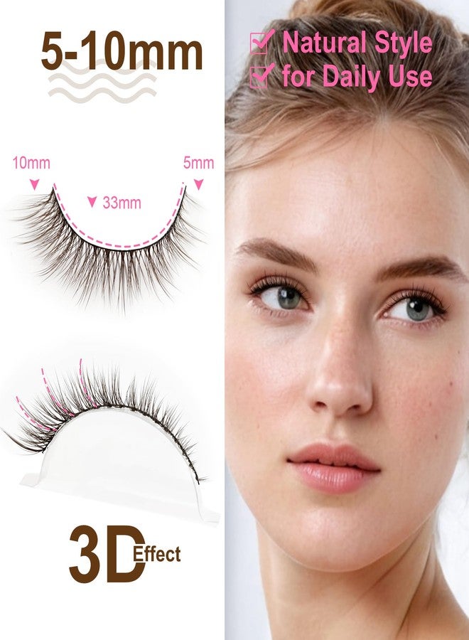 EMEDA Natural Dark Brown False Eyelashes 10mm 3D Brown False Lashes Soft Natural Looking Cat Eye Wispy Strip Lashes (R105-BROWN） - Image 2