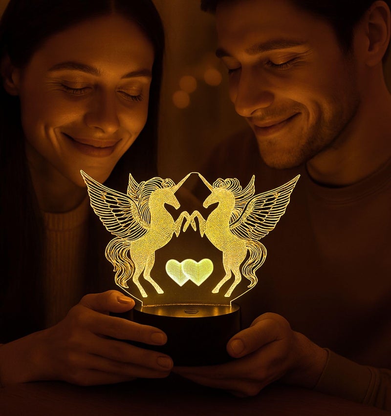 royalkart 3D Illusion Night Lamp | Unicorn Engraved LED Night Lamps | Anniversary, Birthday Gifts | Colour Changing Table Lamps | USB and Battery Powered | Gift for Boys and Girls - Image 3