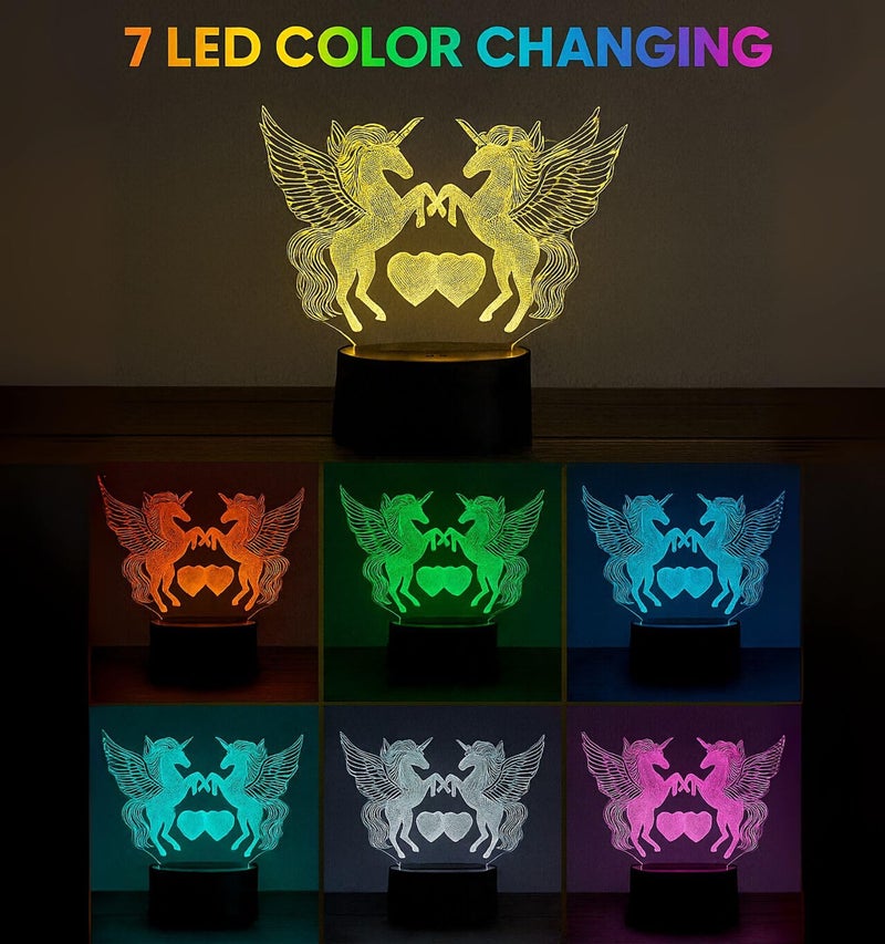 royalkart 3D Illusion Night Lamp | Unicorn Engraved LED Night Lamps | Anniversary, Birthday Gifts | Colour Changing Table Lamps | USB and Battery Powered | Gift for Boys and Girls - Image 5