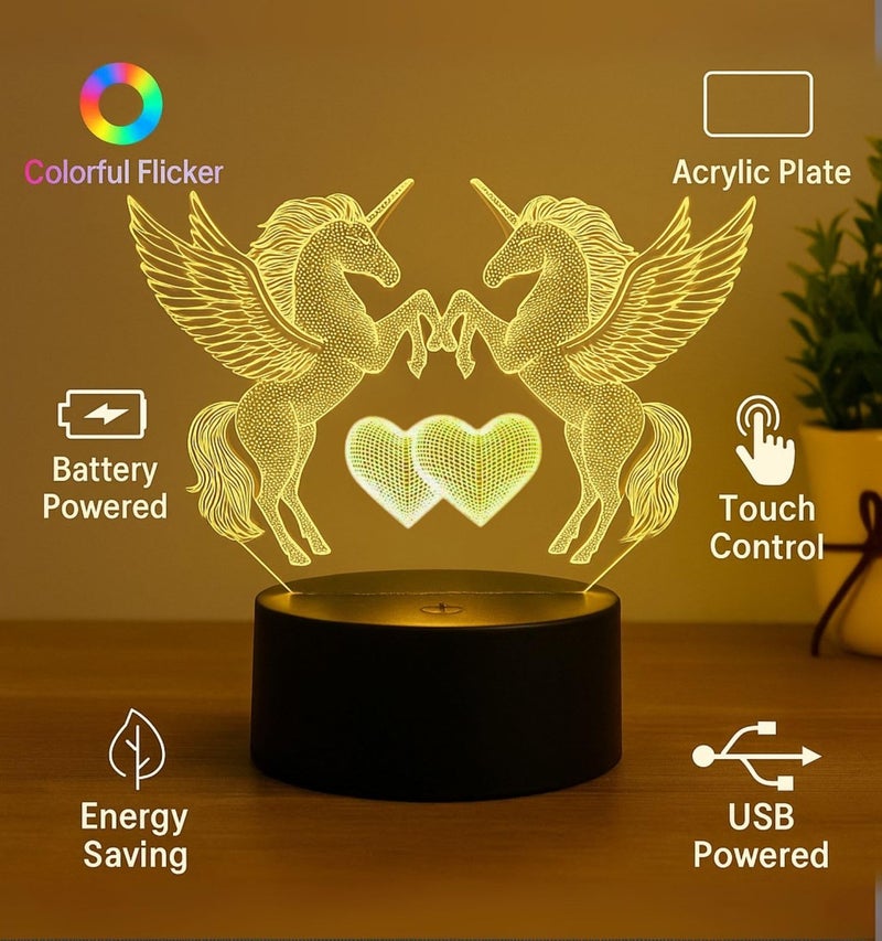royalkart 3D Illusion Night Lamp | Unicorn Engraved LED Night Lamps | Anniversary, Birthday Gifts | Colour Changing Table Lamps | USB and Battery Powered | Gift for Boys and Girls - Image 2