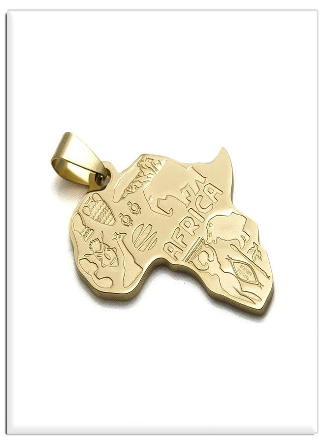 Xusamss Punk Rock Stainless Steel Africa Map Pendant Necklace,22inches Link Chain - Image 3