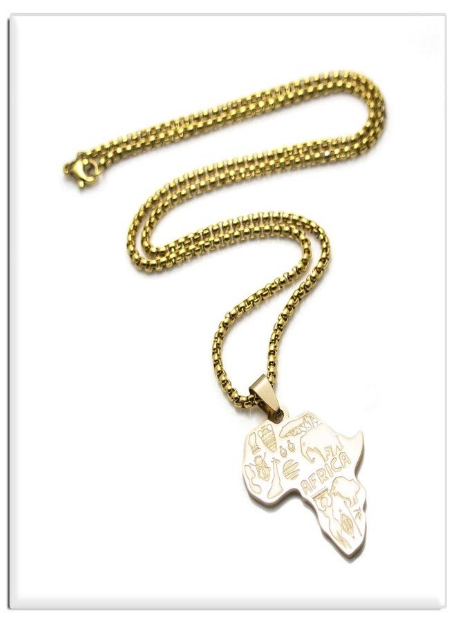 Xusamss Punk Rock Stainless Steel Africa Map Pendant Necklace,22inches Link Chain - Image 5