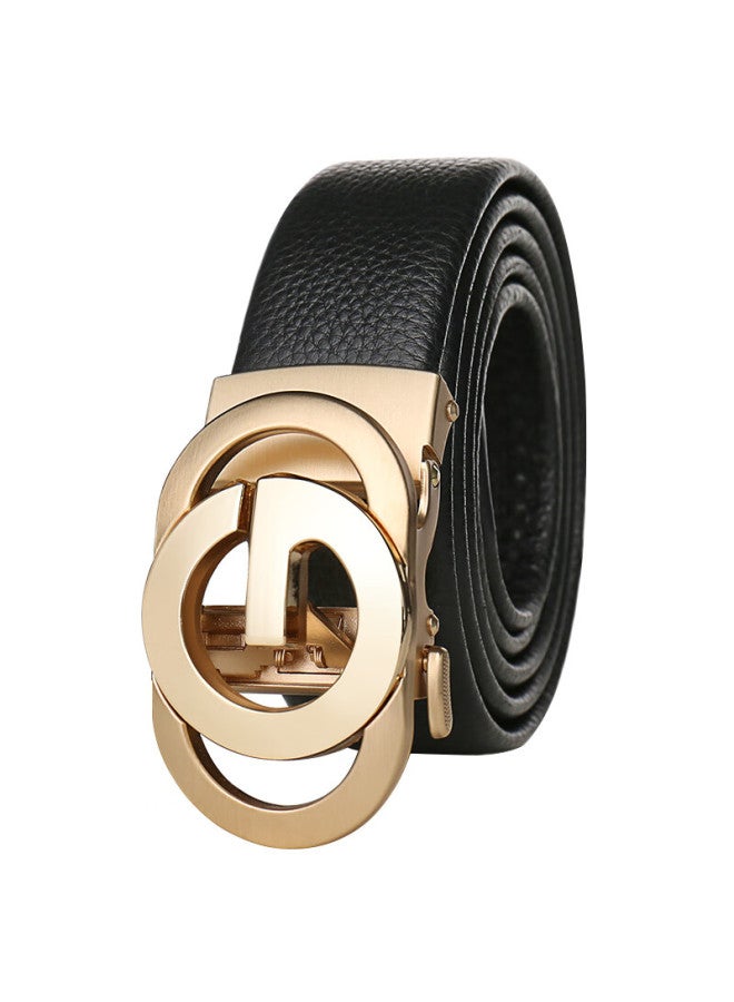 Cow Men's Automatic Buckle Genuine Top Grain Leather Belt Casual Jeans Business Belt C-858 Gold - Image 4