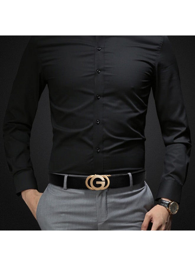 Cow Men's Automatic Buckle Genuine Top Grain Leather Belt Casual Jeans Business Belt C-858 Gold - Image 5