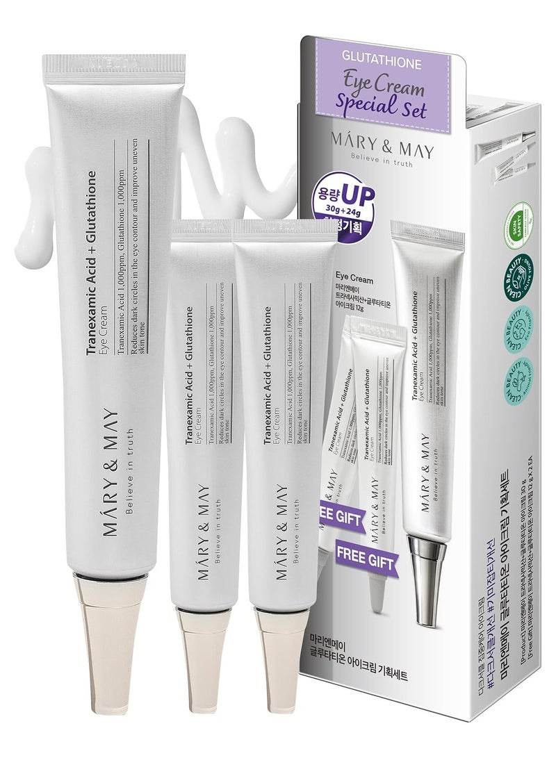 MARY & MAY Mary&May Glutathione Eye Cream Special Set – 30g + 2×12g | Korean Eye Cream for Dark Circles, Brightening & Anti-Aging with Powerful Antioxidants - Image 1