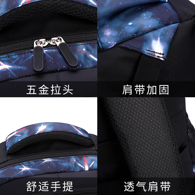 Natural Fish Fashion Starry Sky Primary And Secondary School Student Backpack Boys Grades 4-6 Three-Piece Set Double Shoulder Backpack Starry Sky Trendy Bag - Image 4