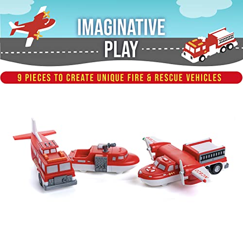 POPULAR PLAYTHINGS Magnetic Mix or Match® Vehicles, Fire & Rescue, Red and White - Image 5