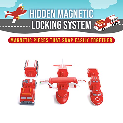 POPULAR PLAYTHINGS Magnetic Mix or Match® Vehicles, Fire & Rescue, Red and White - Image 4