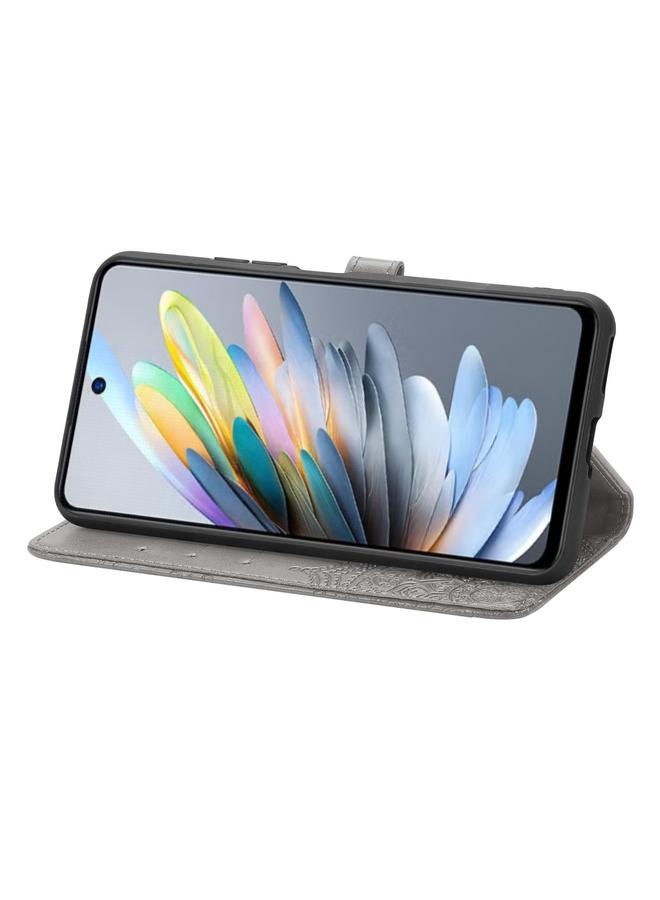 اس-توب جراب لهاتف موتورولا موتو جي باور 2025 مصنوع من الجلد المنقوش بنقشة زهرة ماندالا - Image 4