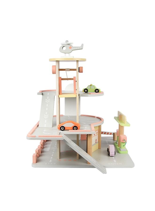 XIANGYU Kids Toy Parking Slot Educational 3 Storey Sliding Car Simulation Mini Garage Wooden Toys - Image 3