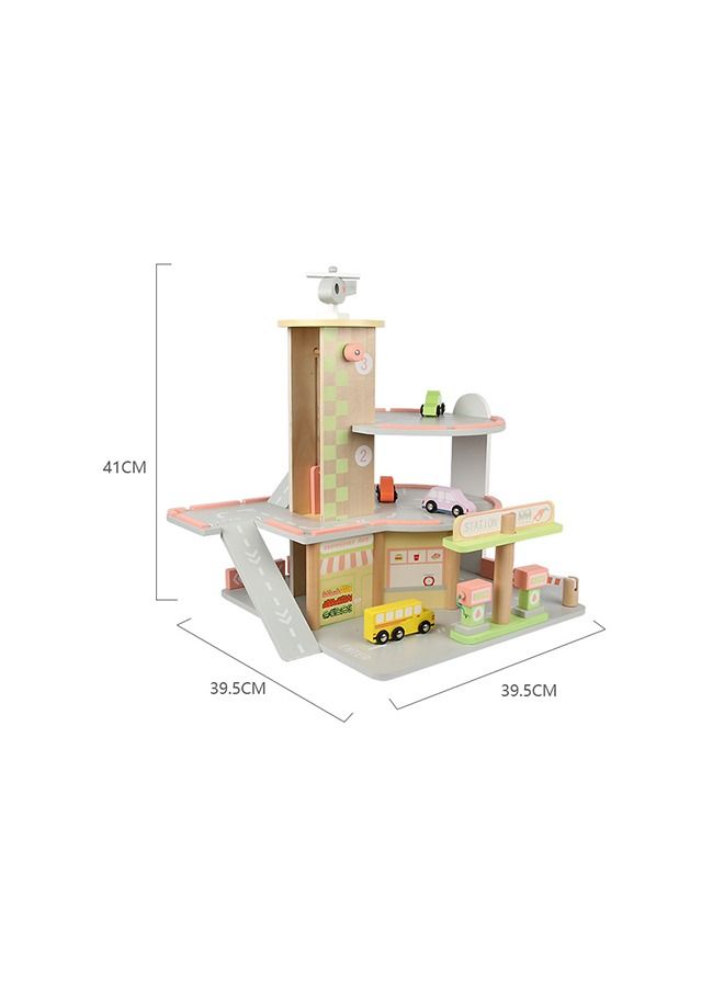 XIANGYU Kids Toy Parking Slot Educational 3 Storey Sliding Car Simulation Mini Garage Wooden Toys - Image 4
