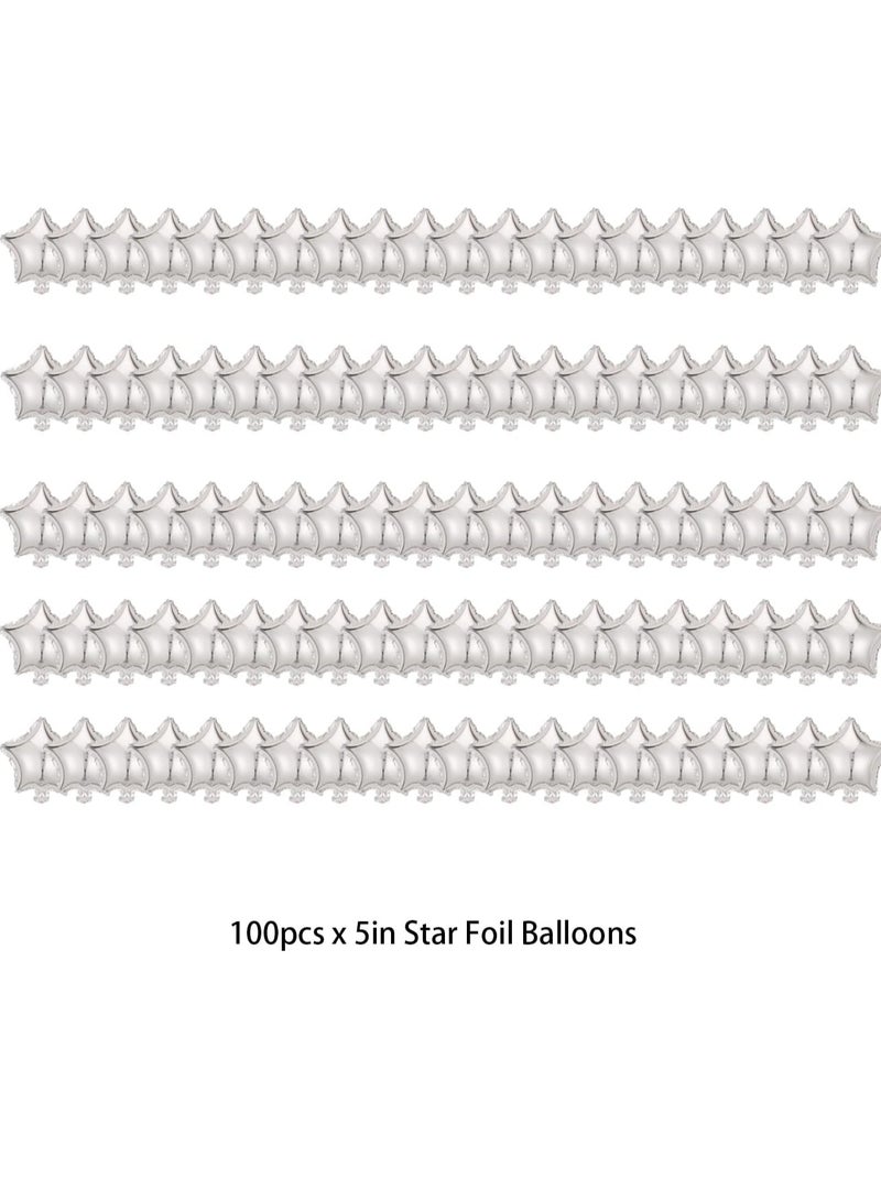 100Pcs 5'' Star Heart Foil Balloons Five-Pointed Star Heart Shape Balloons for Birthday,Wedding,Baby Shower, Gender Reveal, Engagement,Bridal Shower Decorations - Image 3