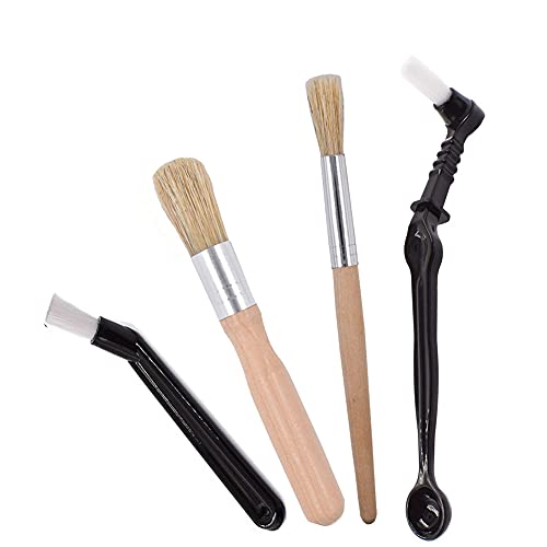 Ergonflow Coffee Machine Cleaning Brush Set - 4 Piece Set Including Wooden and Nylon Brushes for Grinders and Group Heads - Image 1