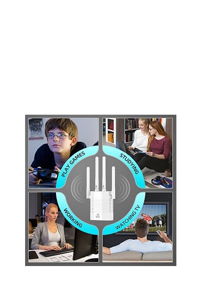 Generic - 1200Mbps WiFi Range Extender Signal Booster for Large Homes, Covers 12880sq.ft, Connects Up to 105 Devices, Enhances Internet Speed and Coverage - Image 1