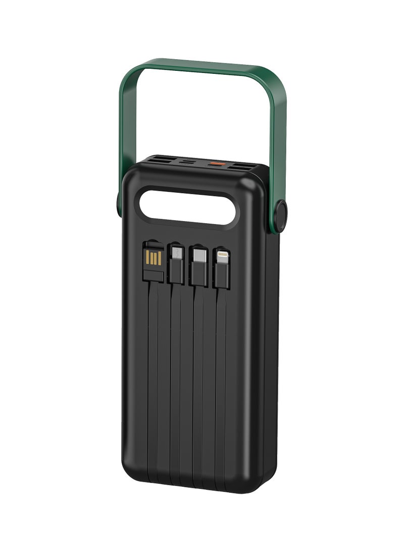 جرين ليون باور بانك الطاقة الشمسية ماكس 30000mAh / كابلات مدمجة / شاشة عرض دائمة / 4 منافذ USB-A / مخرج كابل Type-C/Lightening/Micro / مدخل كابل USB-C/Lightening/Micro/USB / بطارية بوليمر - أسود - Image 5